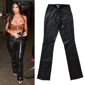 Leather Lace-Up Low-Rise Pants